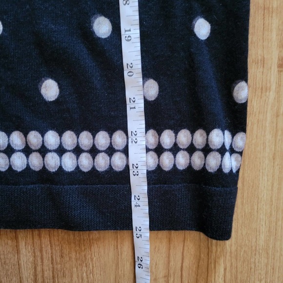 Talbots Sweater Top Shirt Womens Large Black White Polka Dot Merino Wool Career - Picture 8 of 10